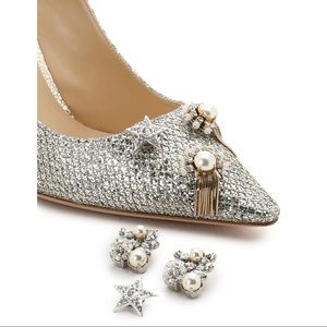 JIMMY CHOO Jasmine 100 embellished glittered satin